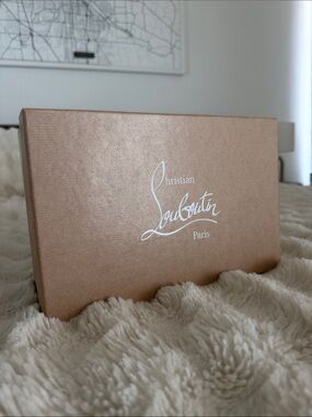 Authentic Christian Louboutin Metallic Rose Gold Shoe Box + Dust Bag